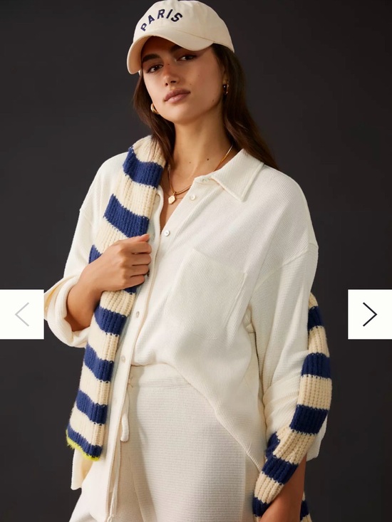 DONNI. Tops - Donni Women's Cream Button-Front Knit Sweater Top Size S